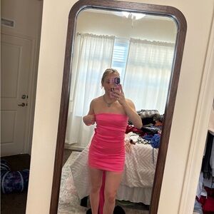 Pink Strapless Mini Dress